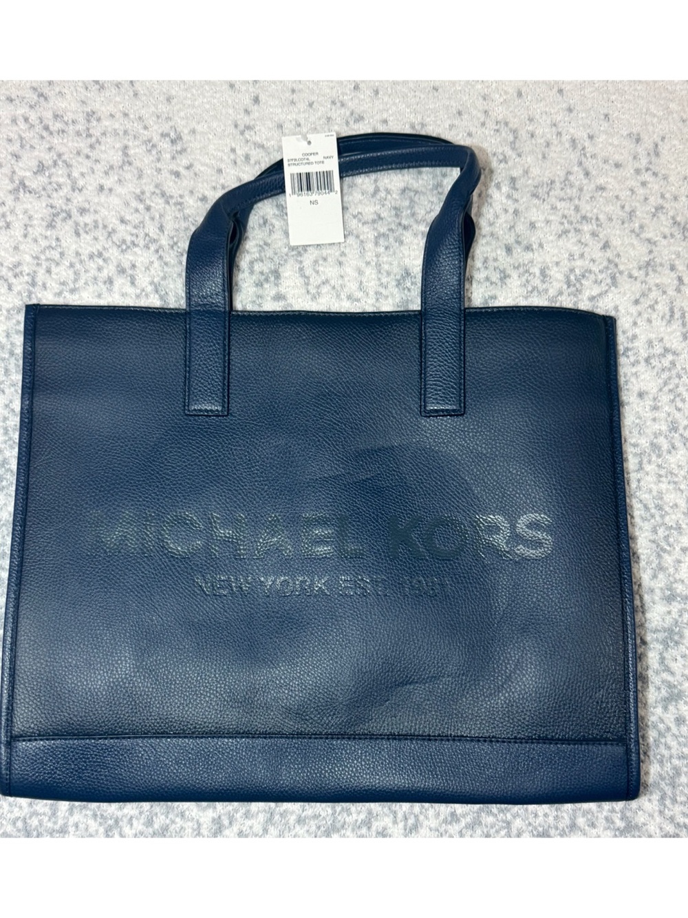 Michael Kors Navy Pebbled Leather Briefcase Tote